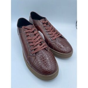 Belvedere Studio Bernardo II Cognac Crocodile Embossed Leather Sneakers 11.5 D